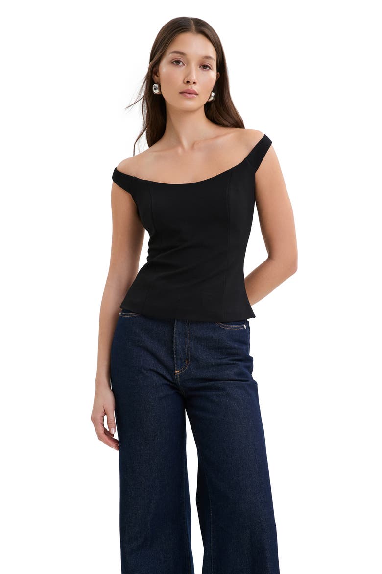Eliana Off the Shoulder Top, Alternate, color, BLACK