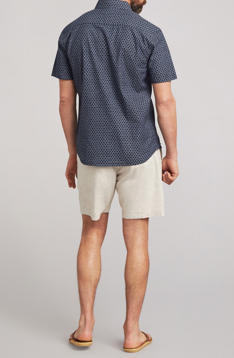 Faherty Playa Regular Fit Print Short Sleeve Button-Down Shirt, Alternate, color, Midnight Fishscale
