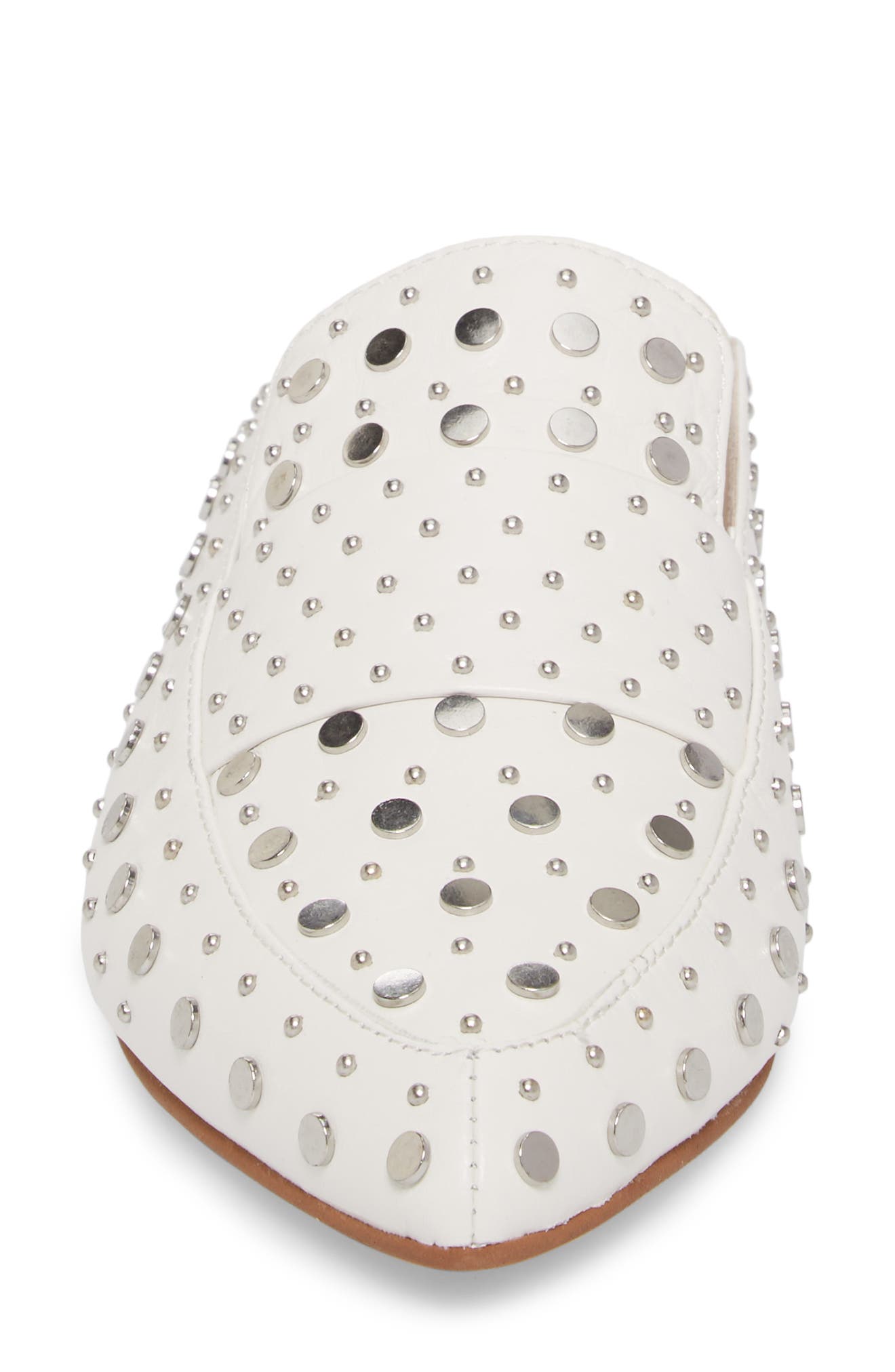 Charlie Studded Loafer Mule, Alternate, color, WHITE LEATHER