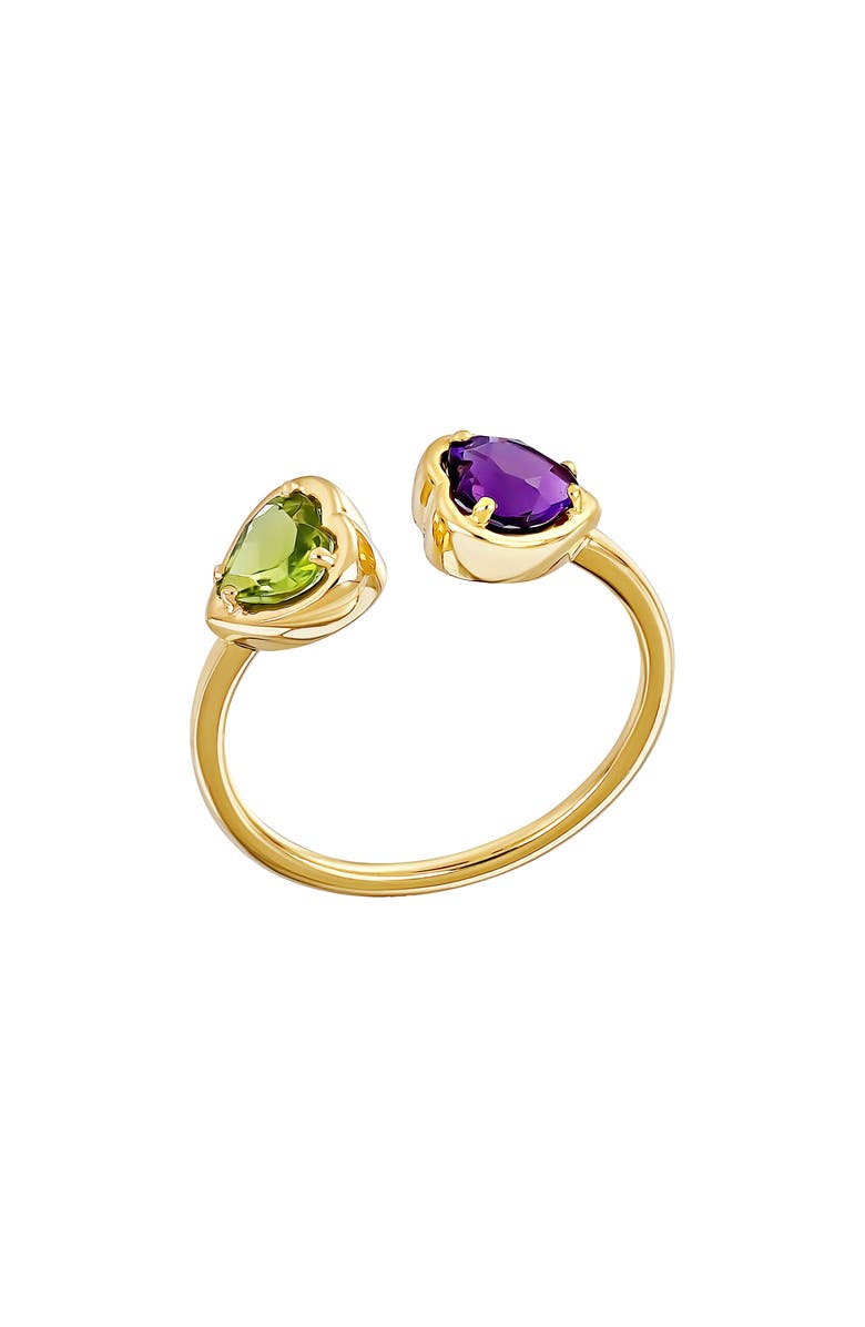 Bony Levy 14K Gold Heart Open Ring, Main, color, 14Ky Pink/ Purple Stone