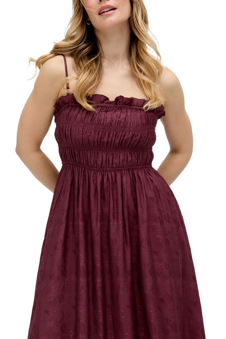 Marie All Over Jacquard Mini Dress, Alternate, color, Burgundy