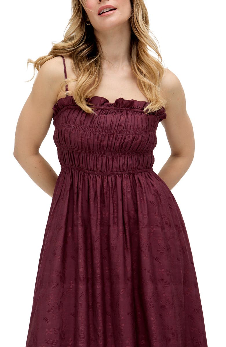 Raffya Marie All Over Jacquard Mini Dress, Alternate, color, Burgundy