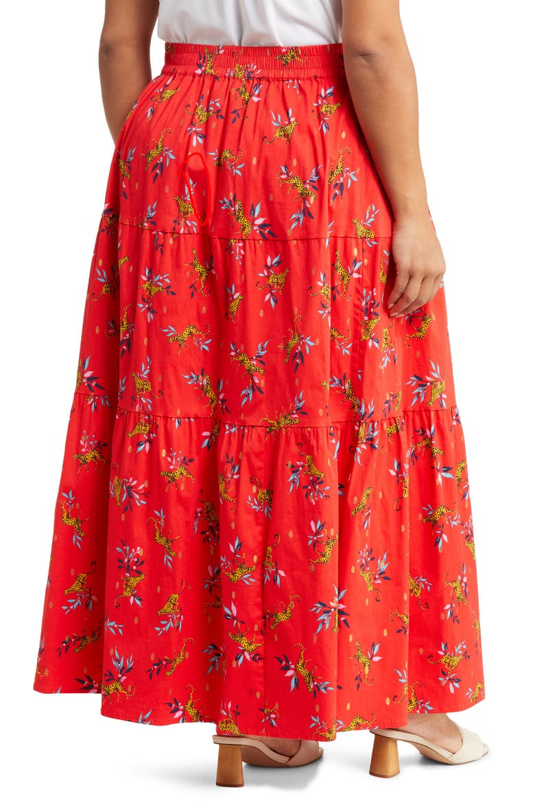 Evalyn Floral Organic Cotton Maxi Skirt, Alternate, color, LUCKY CHEETAH POPPY RED