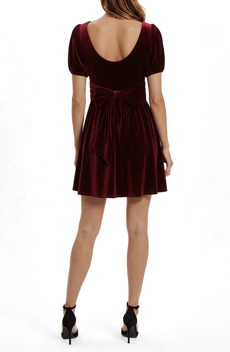 Lush Low Back Velvet Minidress, Alternate, color, Burgundy