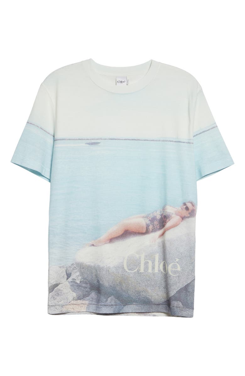 Chloé Picture Print Cotton Jersey T-Shirt, Main, color, Iconic Milk