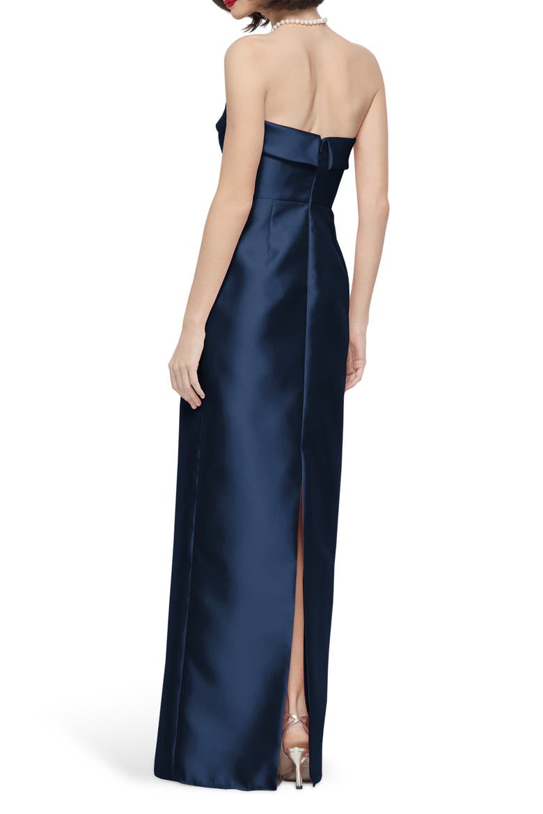 Maye Strapless Satin Column Gown, Alternate, color, MIDNIGHT