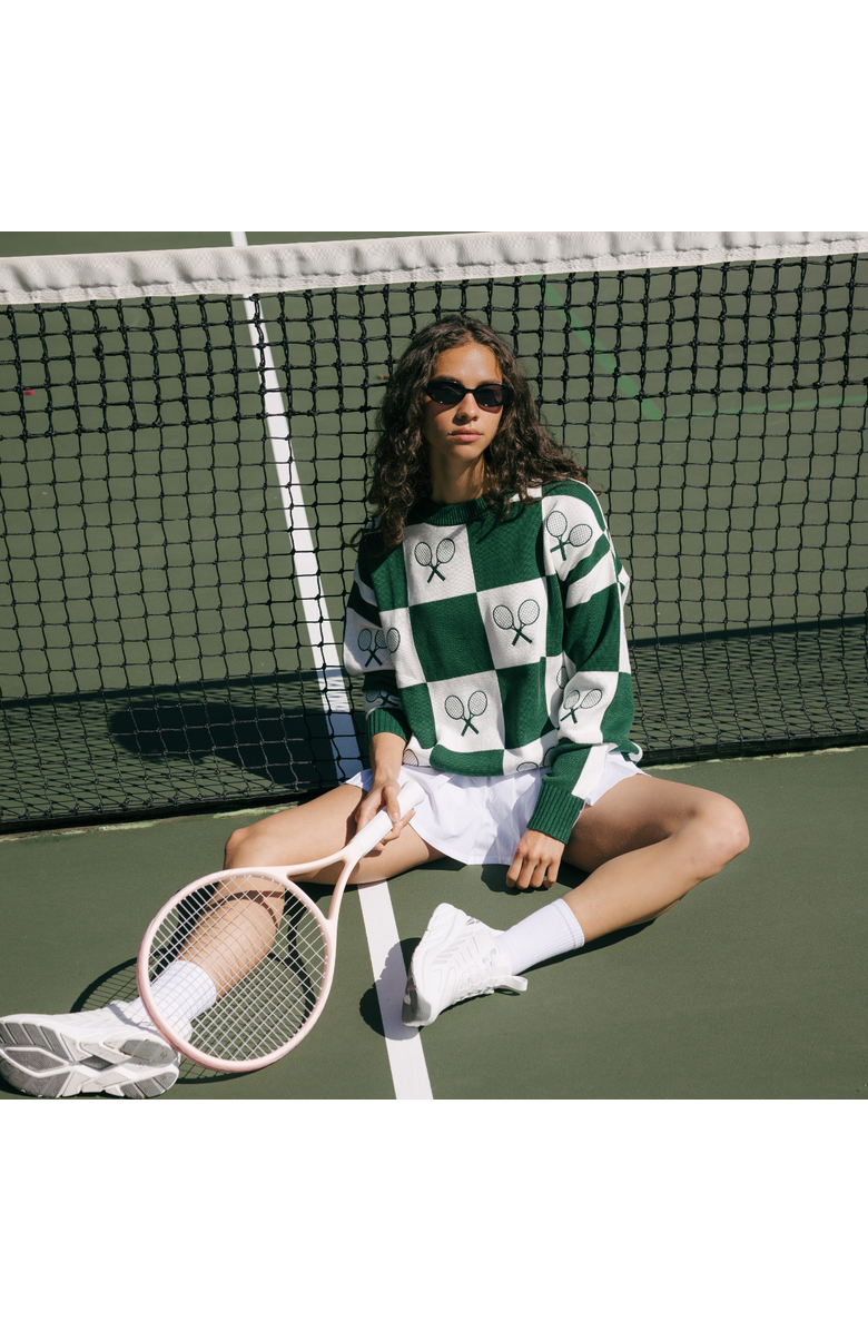 Ellsworth + Ivey Riley Sweater Checkered Tennis, Alternate, color, Green / Ivory