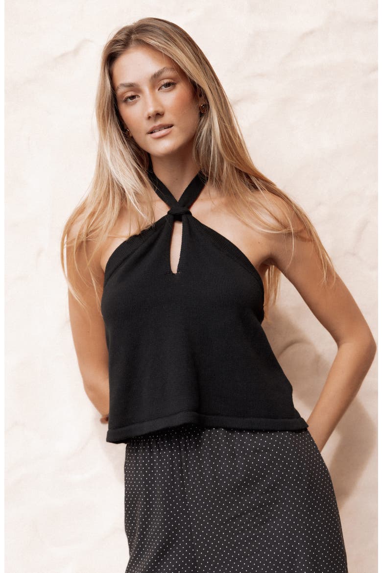 Haley Halter Top, Alternate, color, BLACK