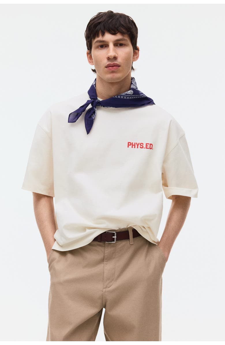 H&M Oversized printed t-shirt, Main, color, Cream/Phys.ed