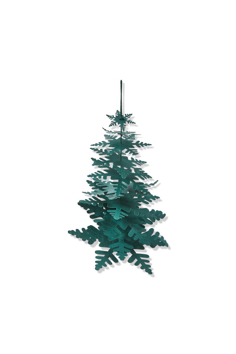 Dark Green Paper Snowflake Tree Holiday Decor Sculpture, Main, color, Green