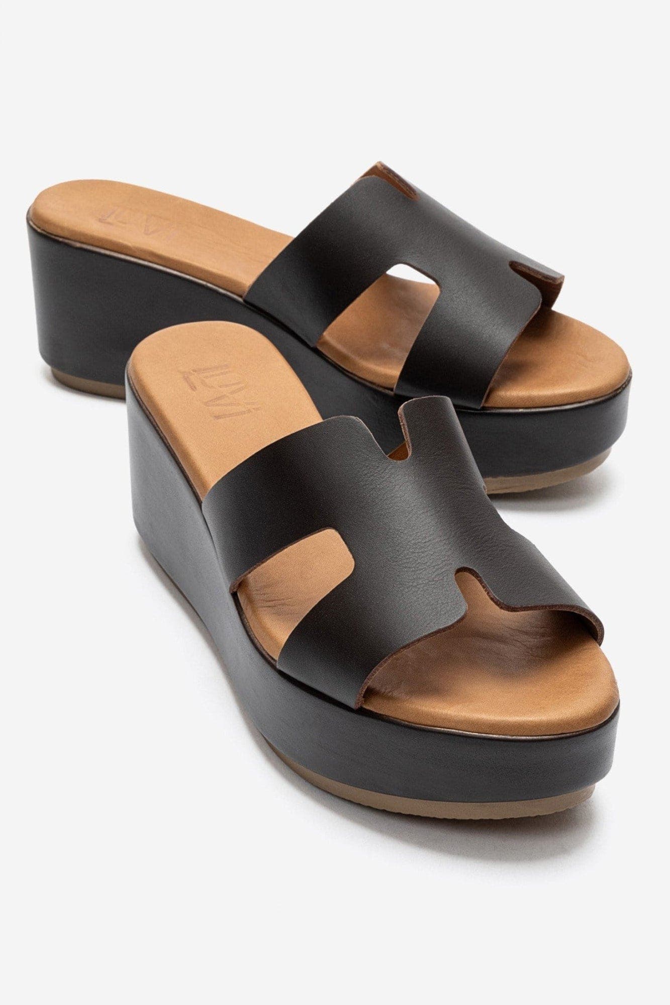 Lia Leather Platform Sandal, Main, color, Brown Leather