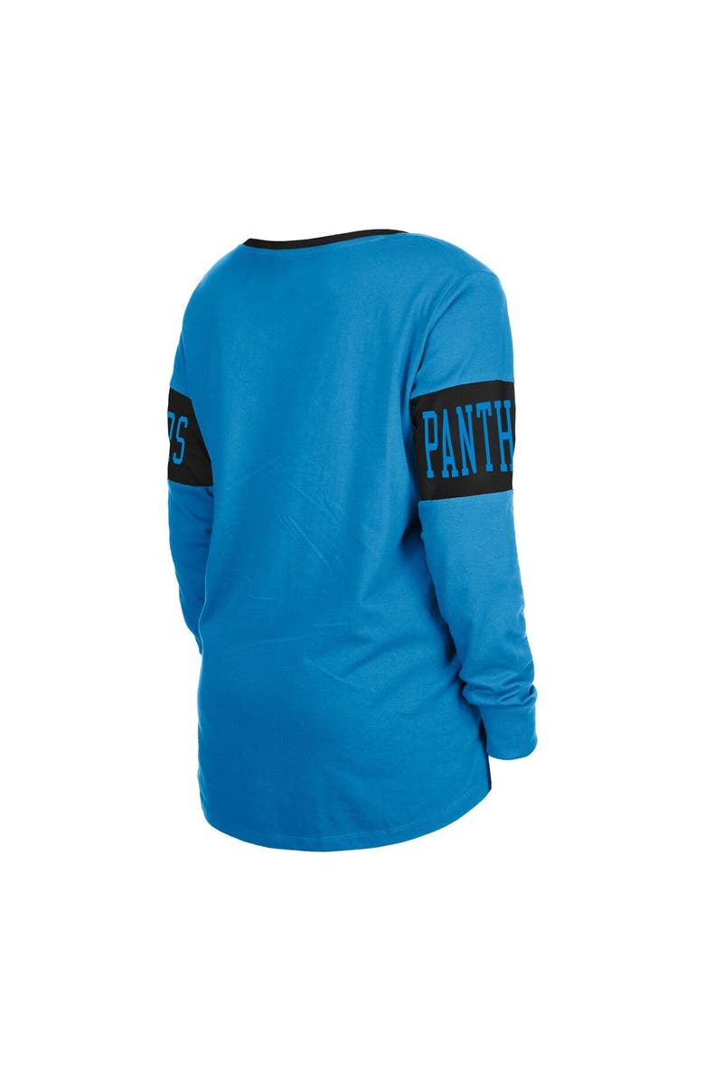 New Era Women's New Era Blue Carolina Panthers Lace-Up Notch Neck Long Sleeve T-Shirt, Alternate, color, 