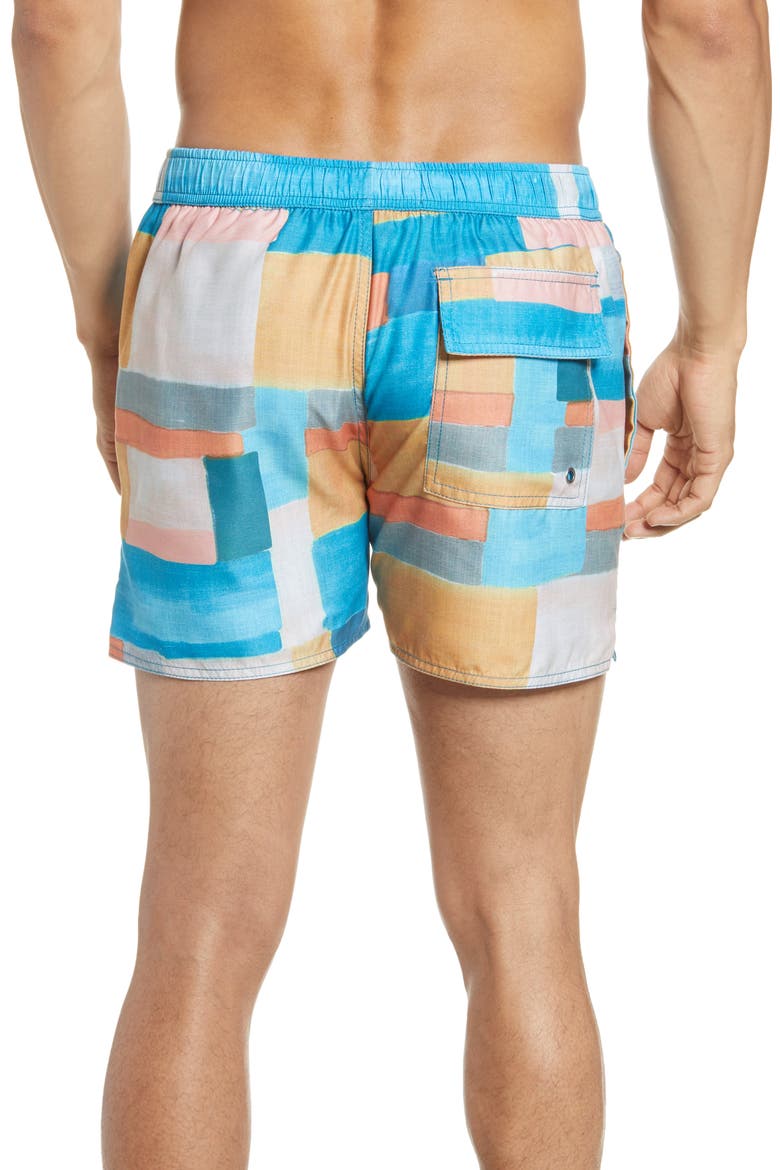 Geo Print Swim Trunks, Alternate, color, YELLOW