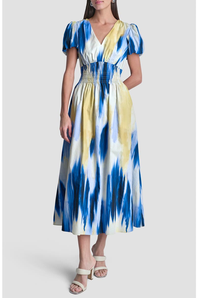Abstract Print Cotton Dress, Main, color, SUNLIT SHORELINE