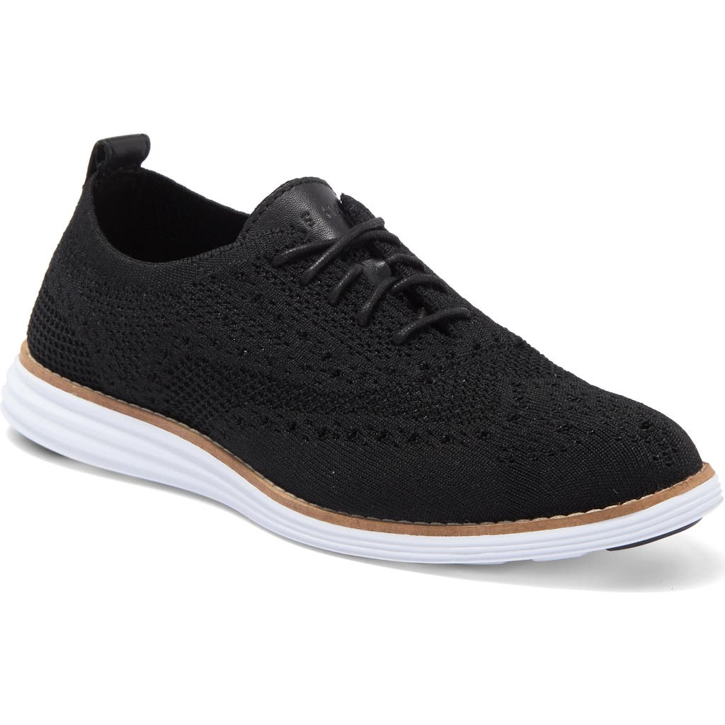 Cole Haan Original Grand Stitchlite Wingtip Oxford In Black Knit/optic White