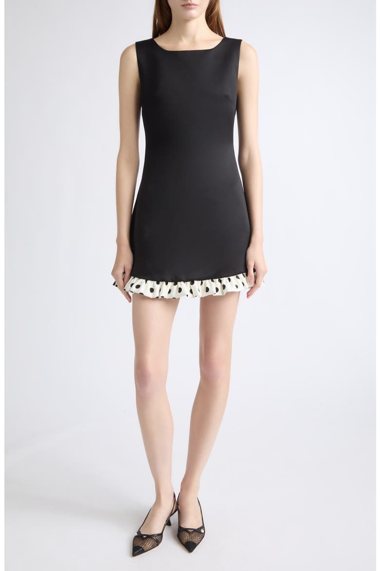 Pippin Polkadot Ruffle Minidress, Main, color, BLACK