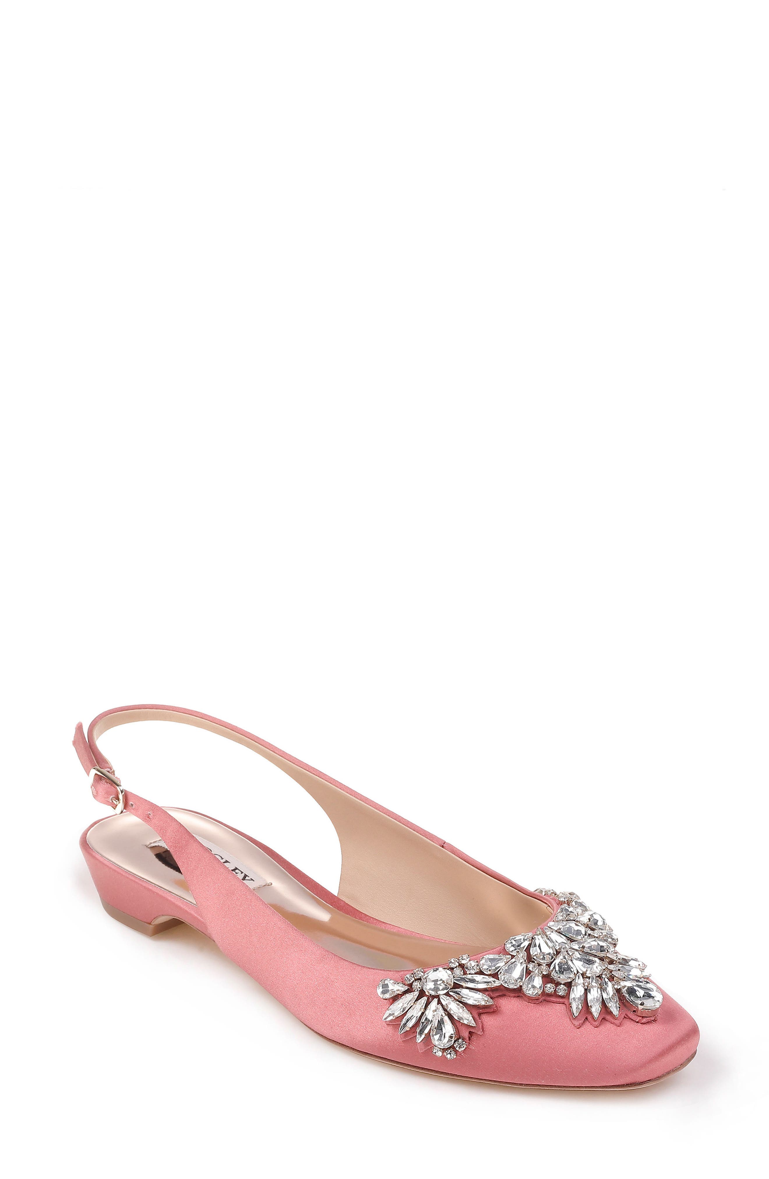 Badgley Mischka Shayla Slingback Flat, Main, color, GRAPEFRUIT SATIN