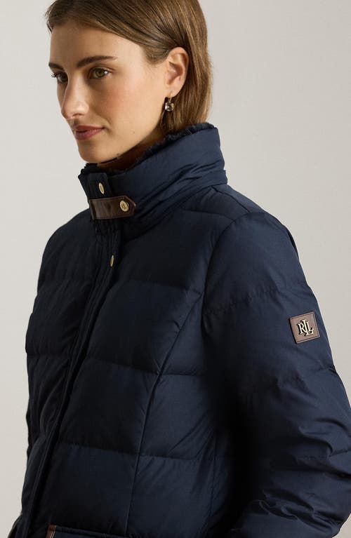 Ralph Lauren Lauren  Quilted Down Longline Coat In Blue