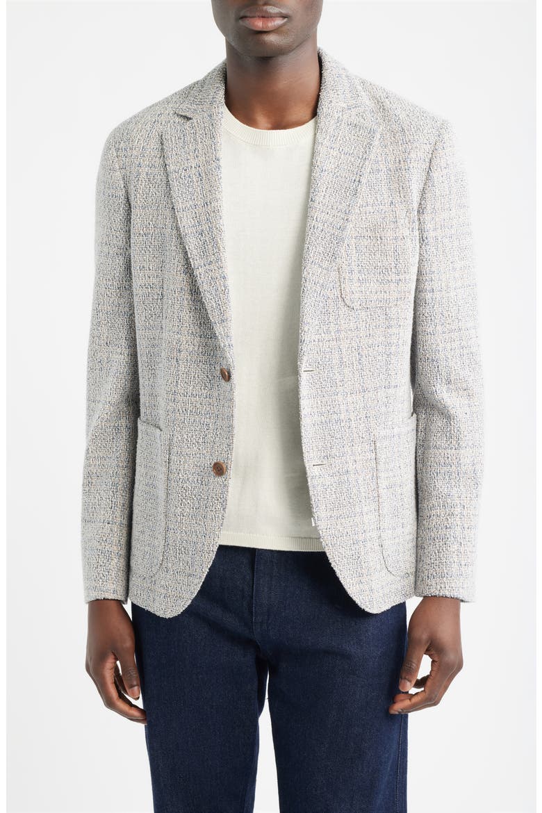 Henrik Trim Fit Knit Cotton Blend Tweed Sport Coat, Main, color, BEIGE VACA PLAID