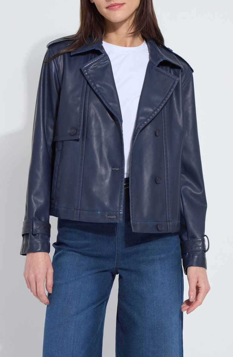 Lysse Evonne Faux Leather Crop Trench Coat, Main, color,