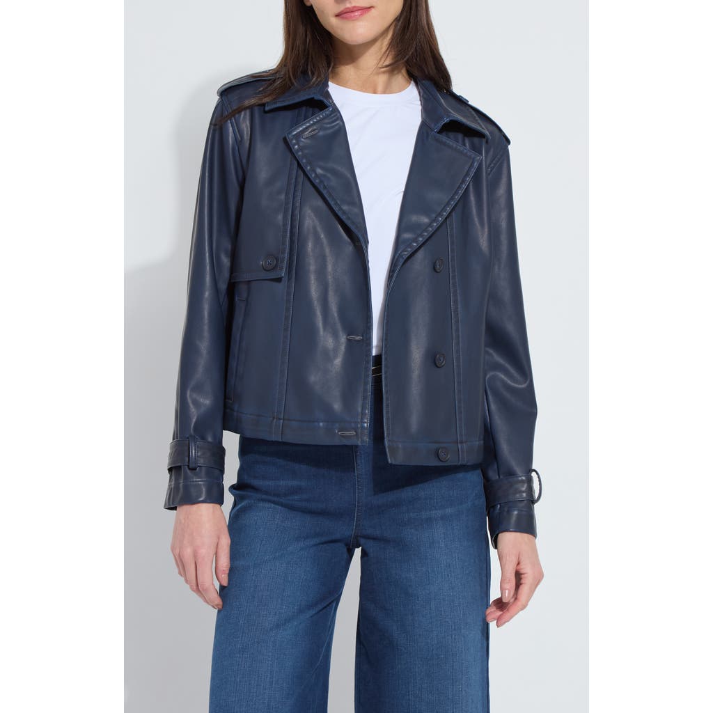 Lyssé Lysse Evonne Faux Leather Crop Trench Coat In Blue