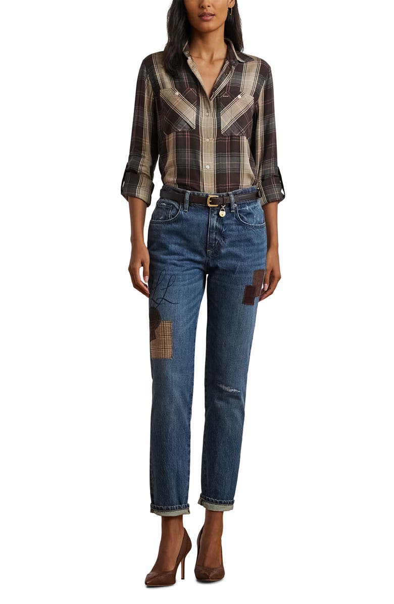 Lauren Ralph Lauren Patchwork Boyfriend Ankle Tapered Jeans, Alternate, color,