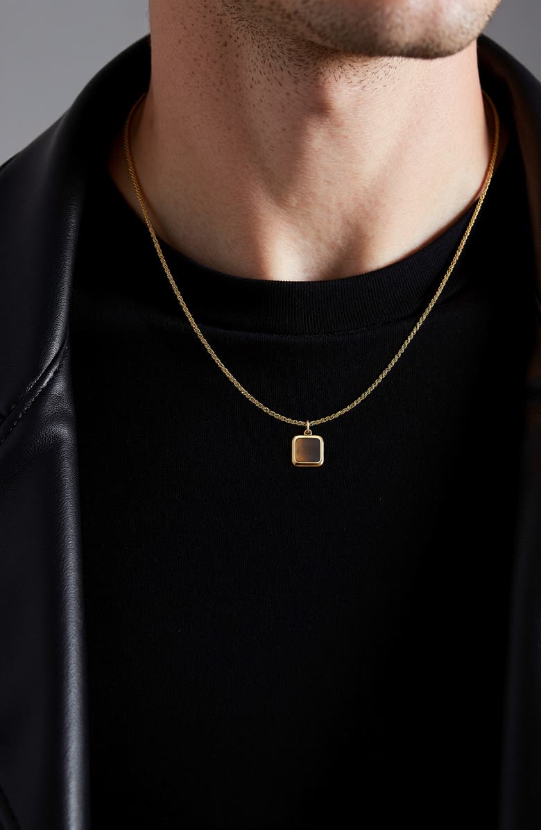 Mr. Ettika Men's Tiger's Eye Pendant Necklace, Alternate, color, Brown