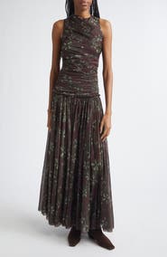 Siedrés Alina Floral Gathered Open Back Jersey Dress