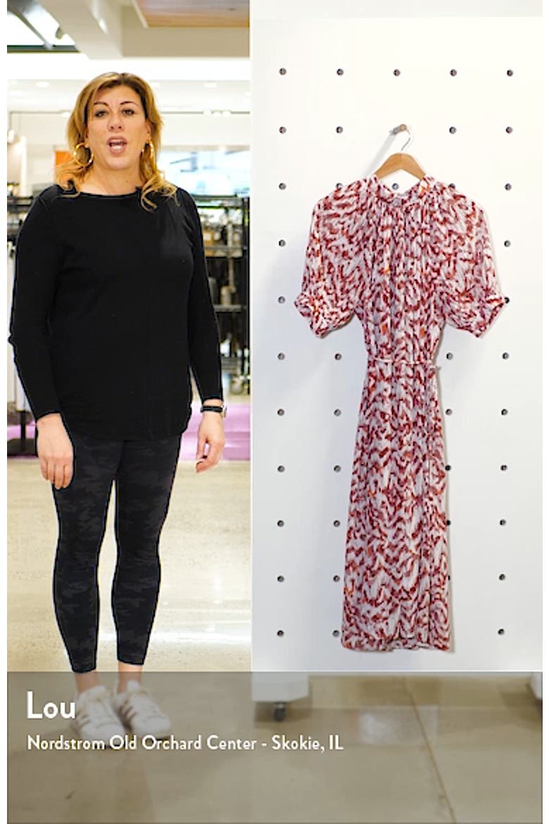 Puff Sleeve Pleated Midi Dress video