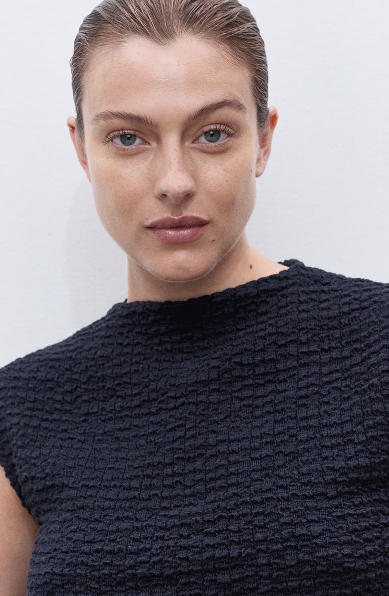 MANGO Cotton Blend Crepe Maternity Top, Alternate, color, Navy