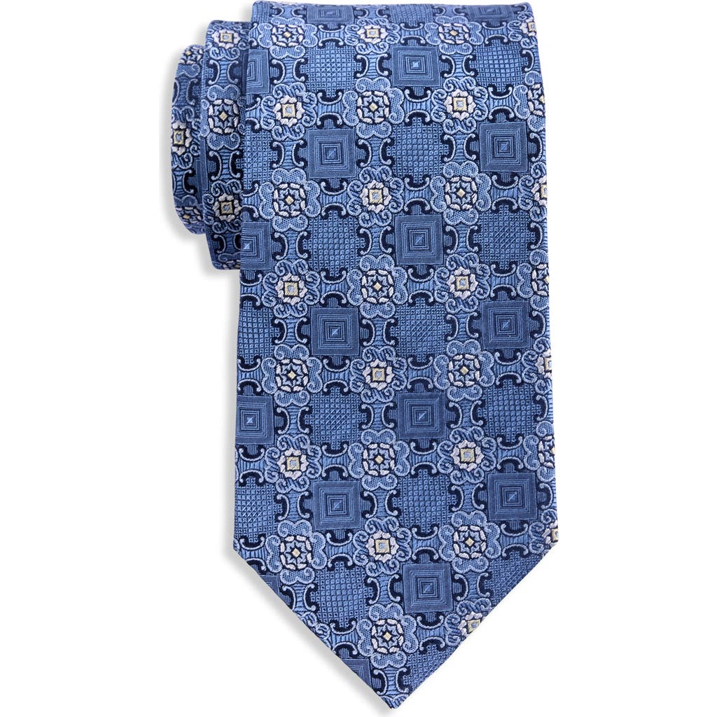 Oak Hill Premium By Dxl Big & Tall Spring Medallion Silk Tie In Blue