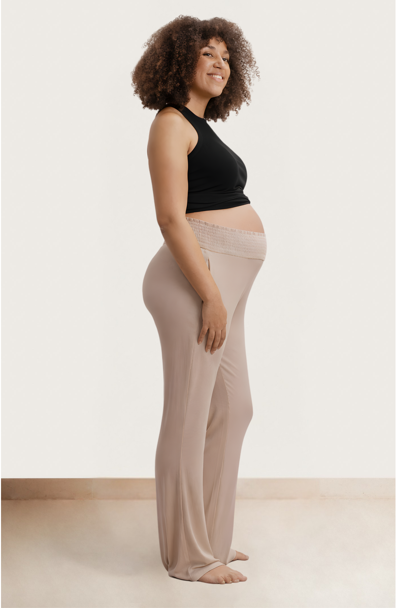 Nom Maternity Super Soft Rib Maternity Pants, Alternate, color, Light Taupe