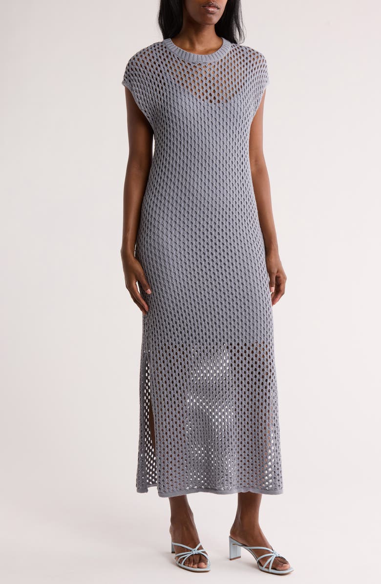 Splendid Nova Open Stitch Maxi Dress, Main, color, Storm