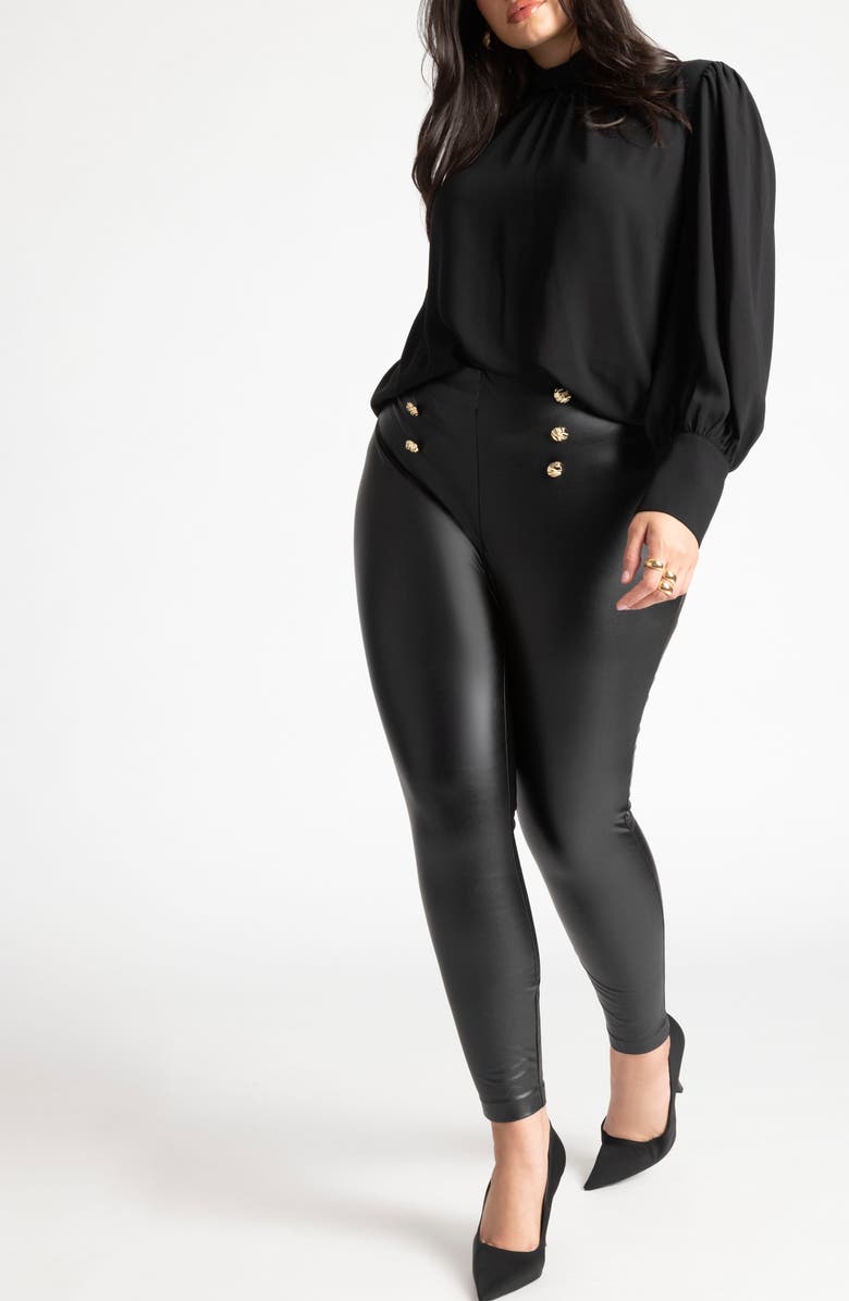 ELOQUII Ruched Mock Neck Pullover Shirt, Alternate, color,