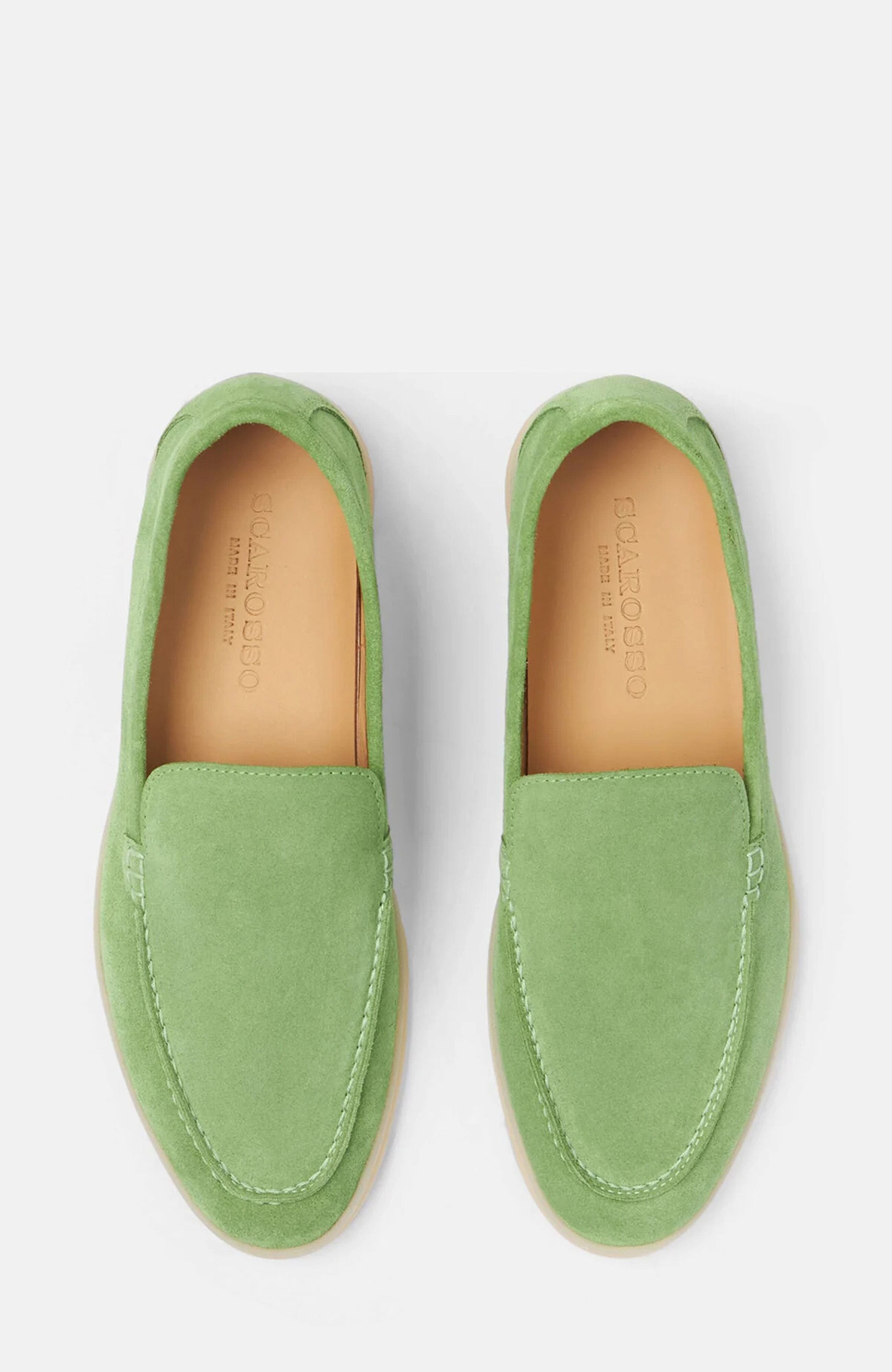 Ludovica Loafers, Alternate, color, Light Green - Suede