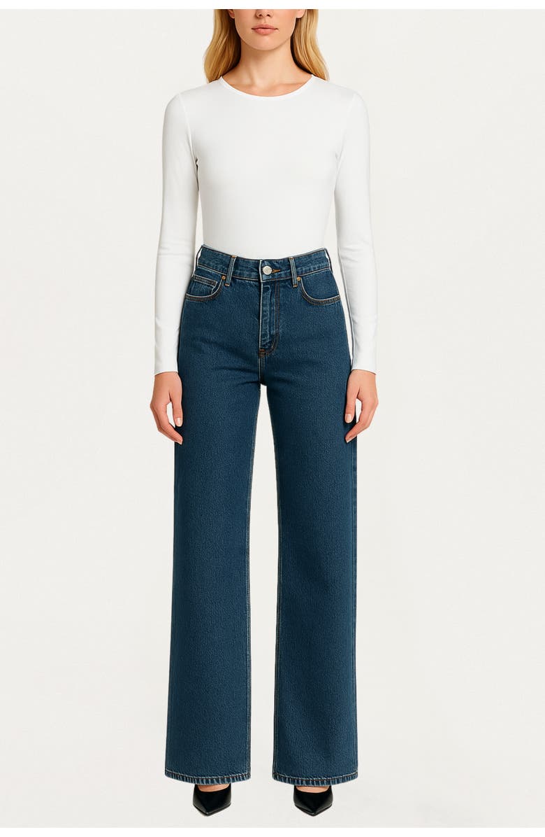 Nocturne Long-Sleeve Jersey Bodysuit, Main, color, White