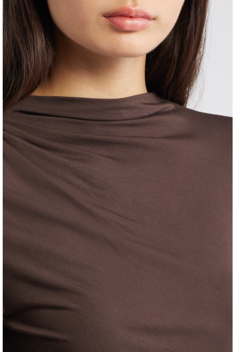 Joelle Ruched Funnel Neck Top, Alternate, color, ESPRESSO