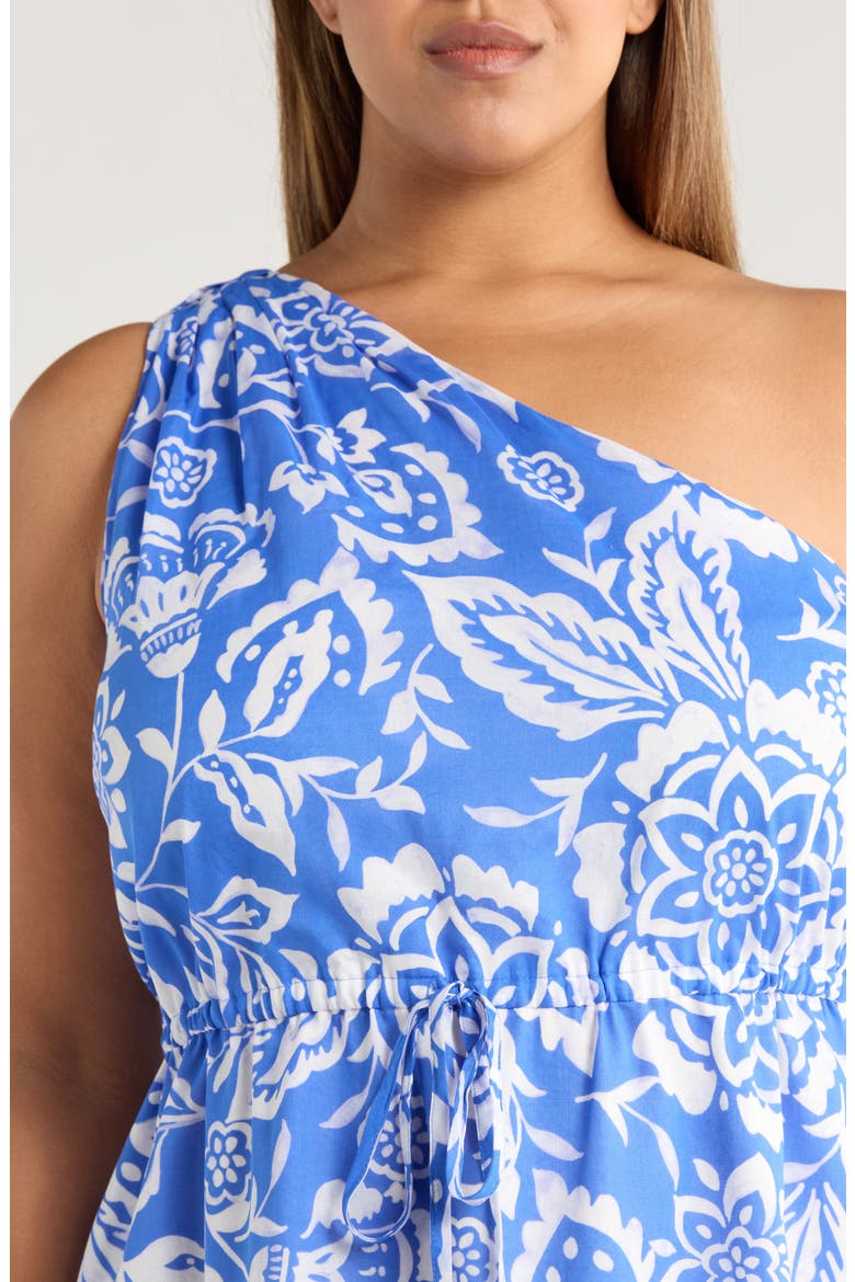Marny Elya Floral One-Shoulder Cotton Maxi Dress, Alternate, color, BLUE/ WHITE
