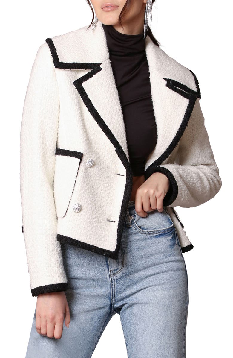 Avec Les Filles Contrast Trim Wool Blend Tweed Jacket, Alternate, color, 