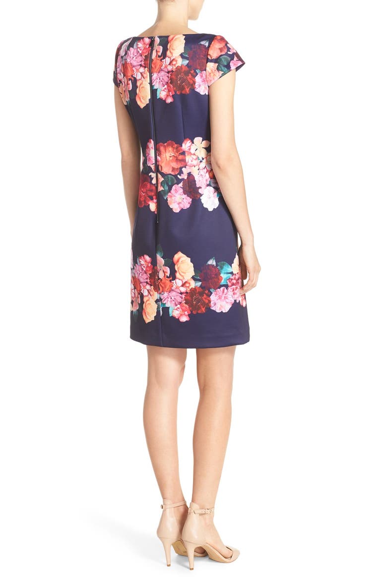 Floral Print Scuba Shift Dress, Alternate, color, NAVY