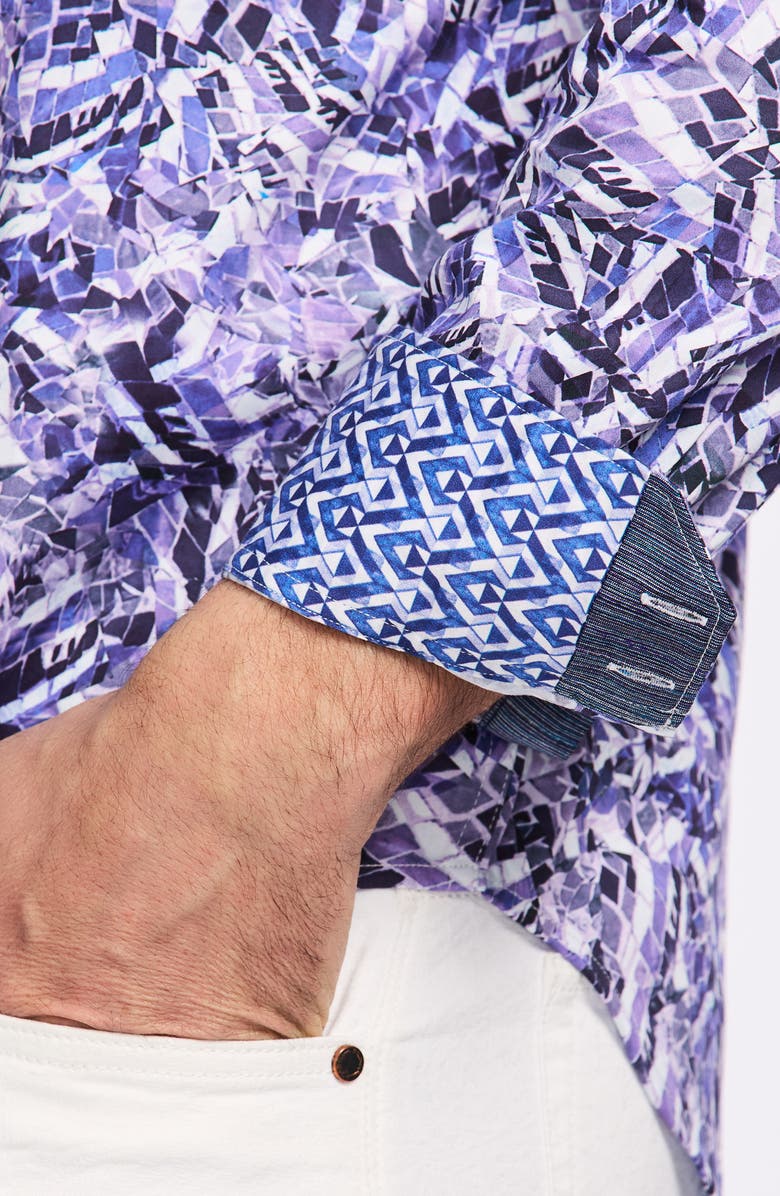 Robert Graham Gatton Cotton Button-Up Shirt, Alternate, color, Blue