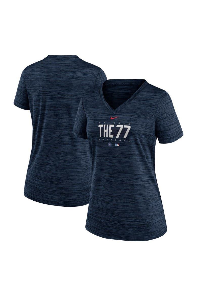 Women's Nike  Navy Chicago Cubs City Connect Velocity Practice Performance V-Neck T-Shirt, Main, color, Navy