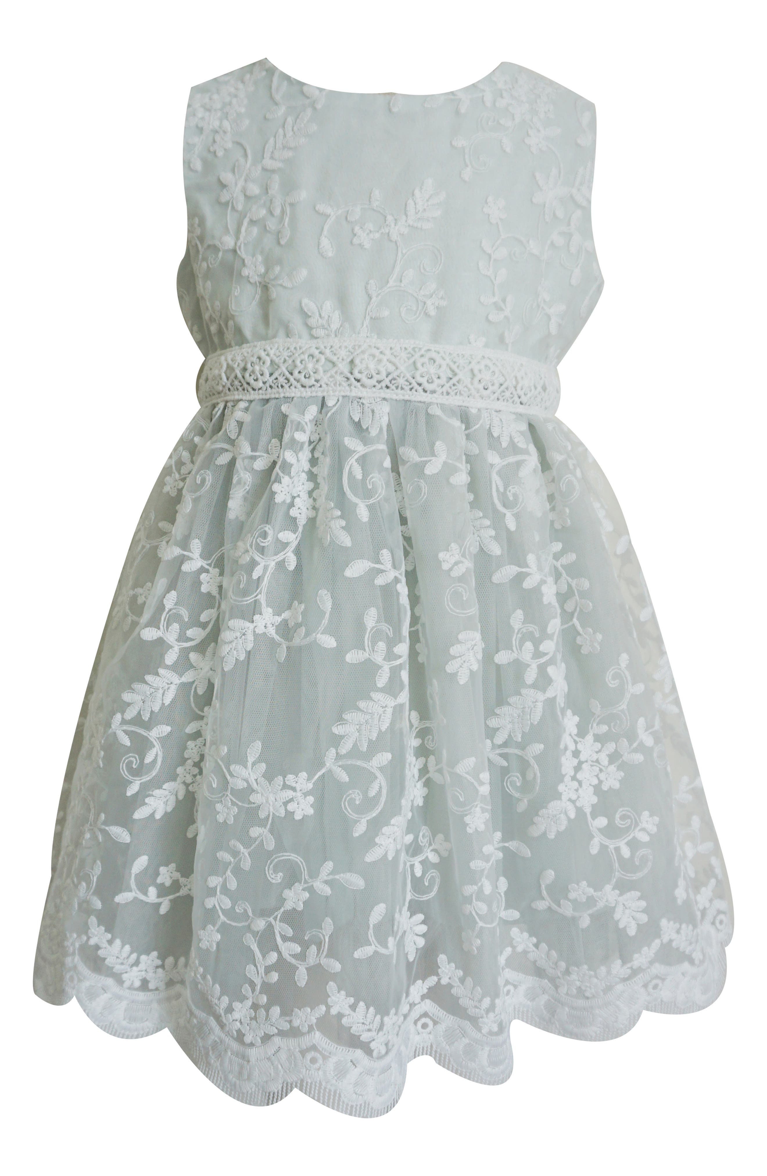 Popatu Kids' Embroidered Mesh Overlay Party Dress