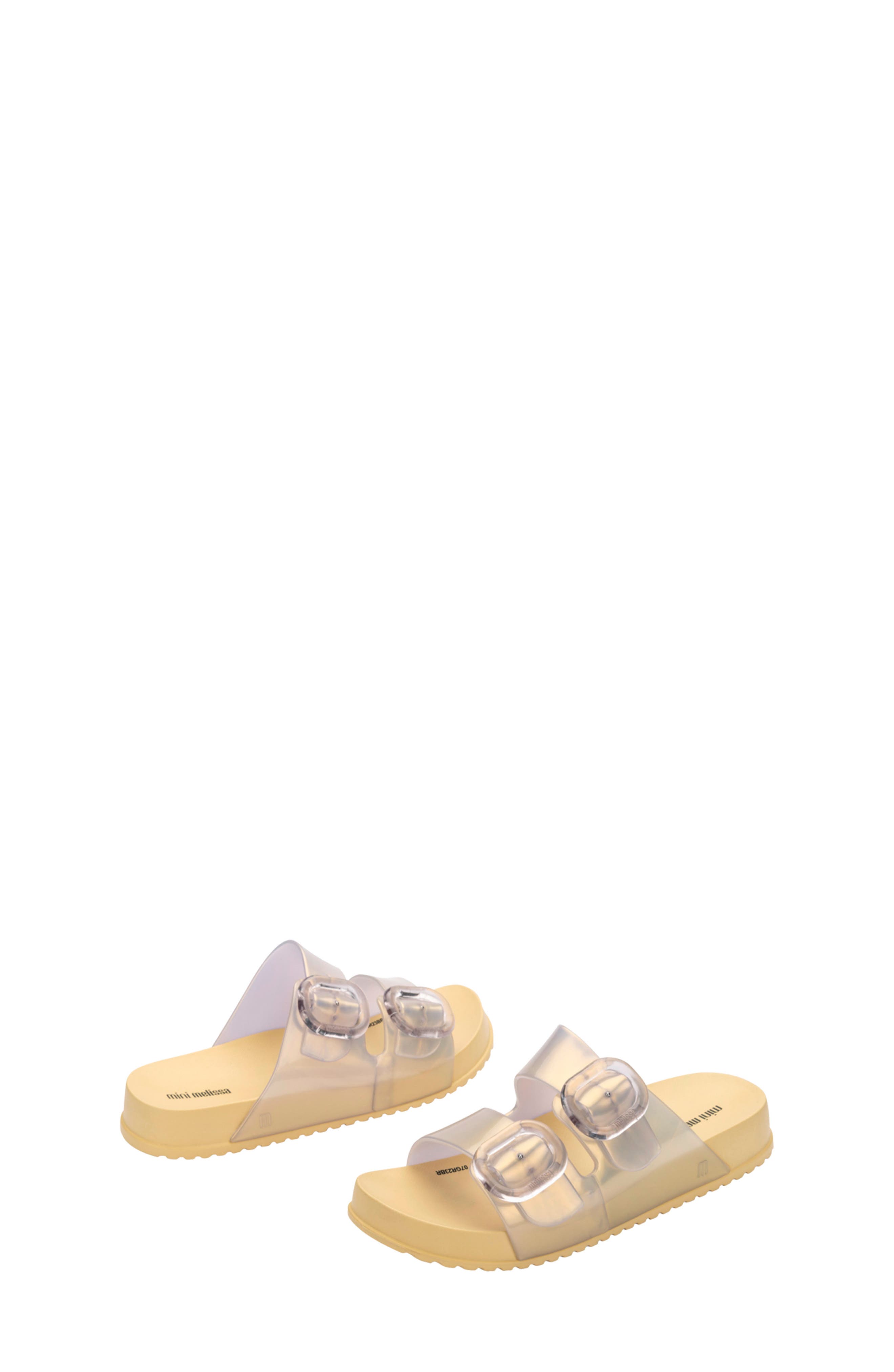 Mini Melissa Kids' Mini Cozy Slide Sandal, Alternate, color, Pearly Yellow