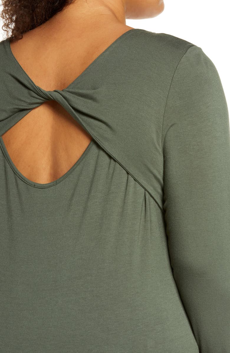 Loveappella Twist Back Top, Alternate, color, Olive