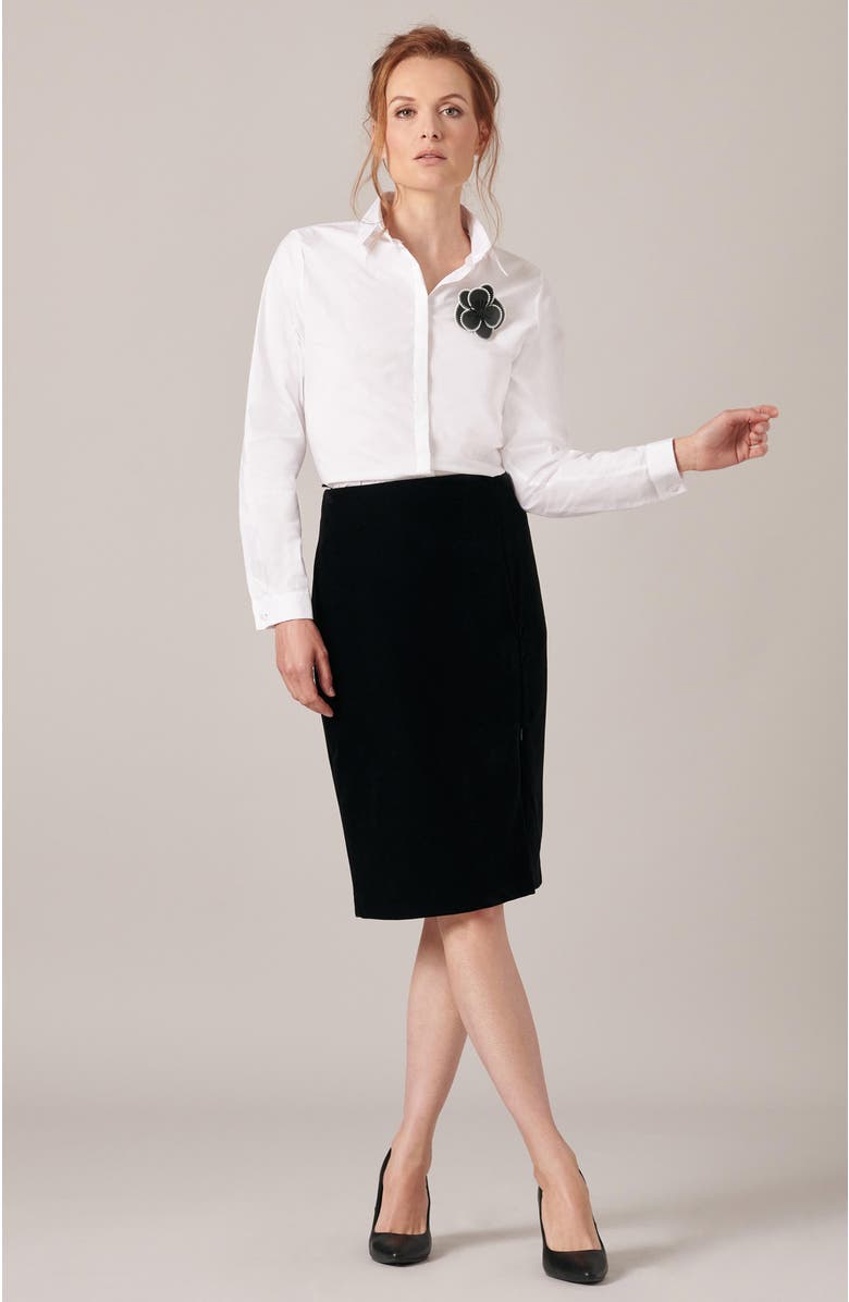 Anne Fontaine Women 's Skirt Etoile Black Designer Skirt With Adjustable Zippered Waist And Side Slit, Alternate, color,