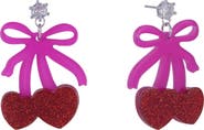 Hallmark Pink Bow and Cherry Drop Earrings