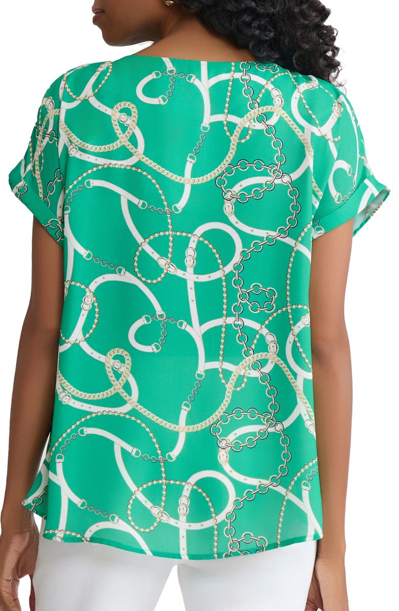 Jones New York Chain Print Side Button Top, Alternate, color, Kelly Multi