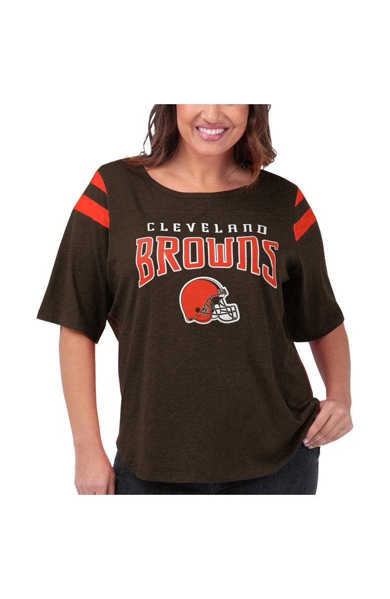 G-III 4HER BY CARL BANKS Women's G-III 4Her by Carl Banks Brown Cleveland Browns Plus Size Linebacker T-Shirt, Main, color, Brown