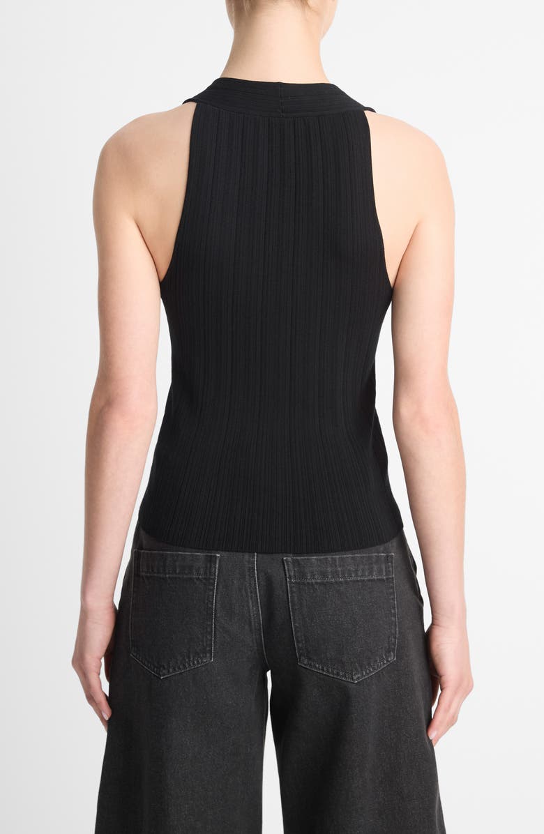 Vince Rib Button-Up Cotton Sweater Vest, Alternate, color, Black